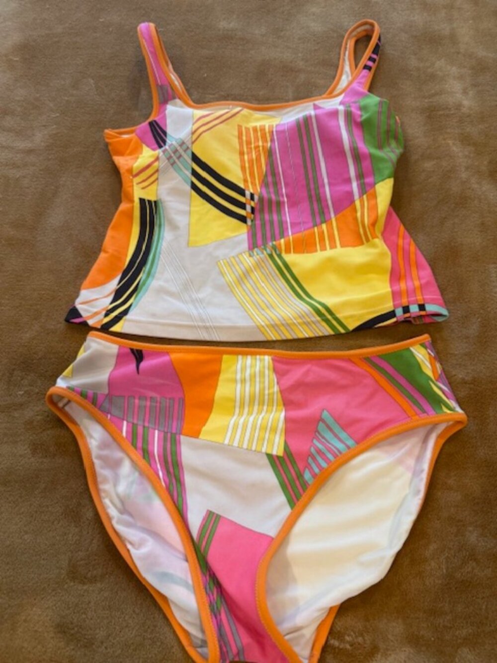 Dana Buchman Tankini - Size 10 - Orange, pink, green, yellow